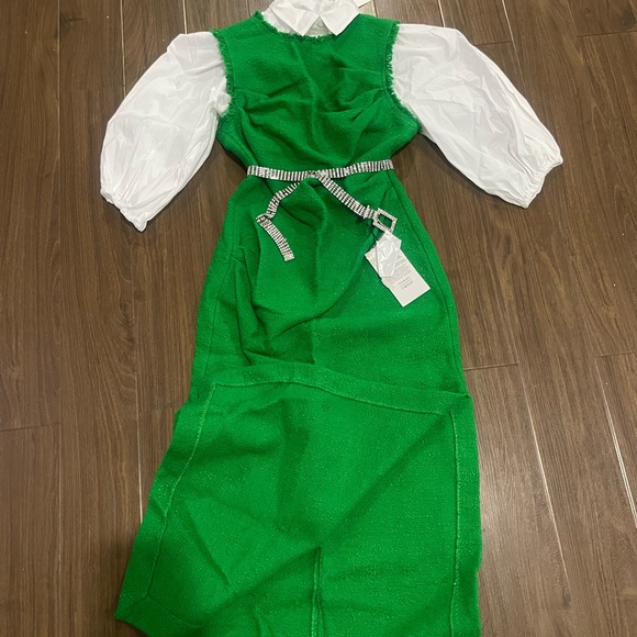 Zara textured weave green textured dress - Picture 7 of 9